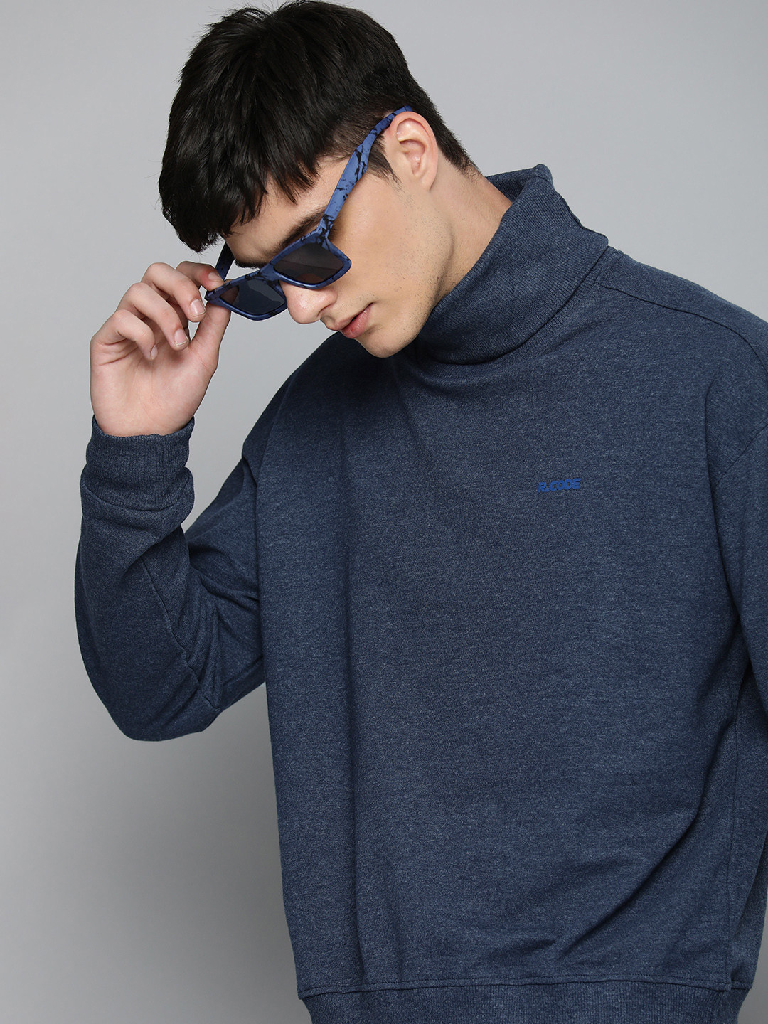 R.Code by The Roadster Life Co. Men Turtle Neck Sweatshirt