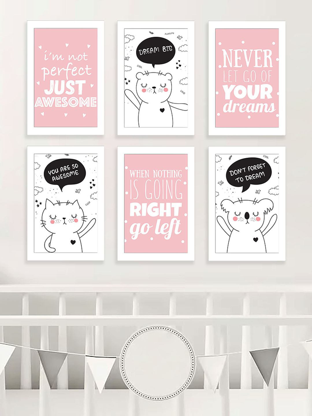 Art Street White 6 Pcs Wall Living Room Rectangle Paintings Wall Art -8.90 x 12.80In