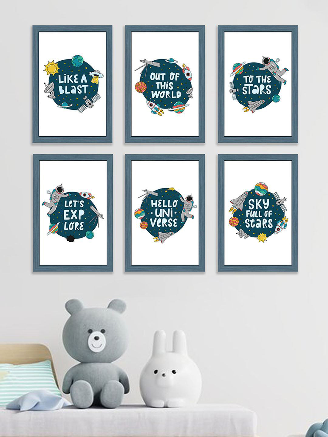 Art Street Hello Universe Like A Blast Paper 6 Piece Paintings Wall Art - 17.5 x 12.7 In