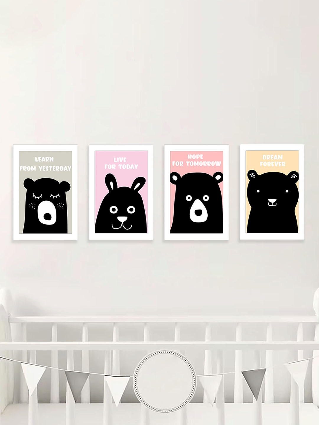 Art Street Today Animals Paper 4 Pcs Wall Rectangle Paintings Wall Art -8.89 x 12.65In