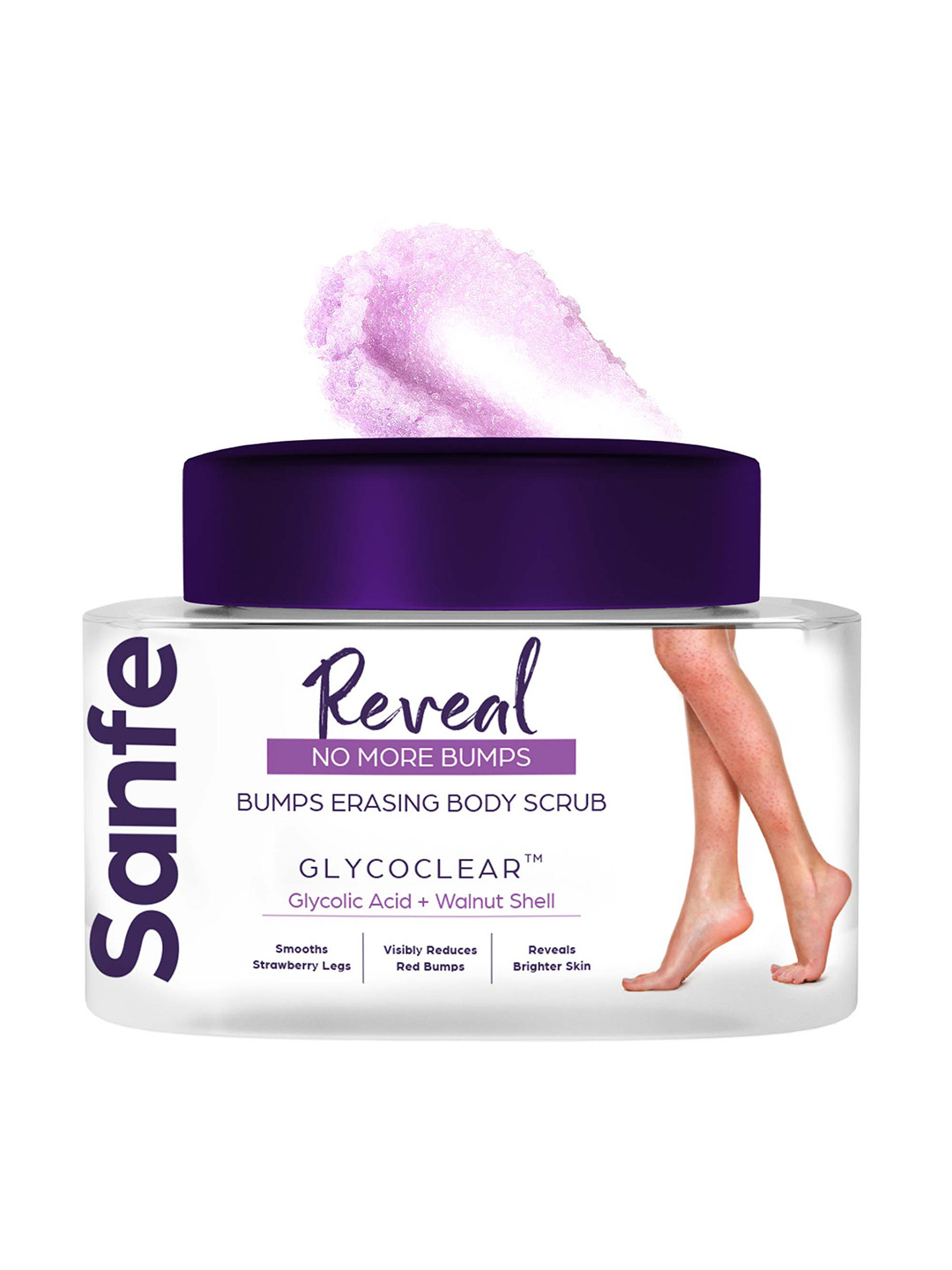 Sanfe Reveal Glycoclear Bumps Erasing Body Scrub With Glycolic Acid & Walnut Shell - 100g
