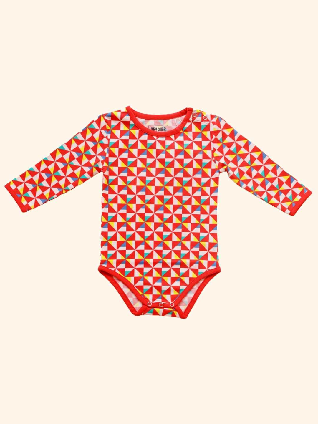 Ola! Otter Kids Expandable Geometric Printed Organic Cotton Bodysuit