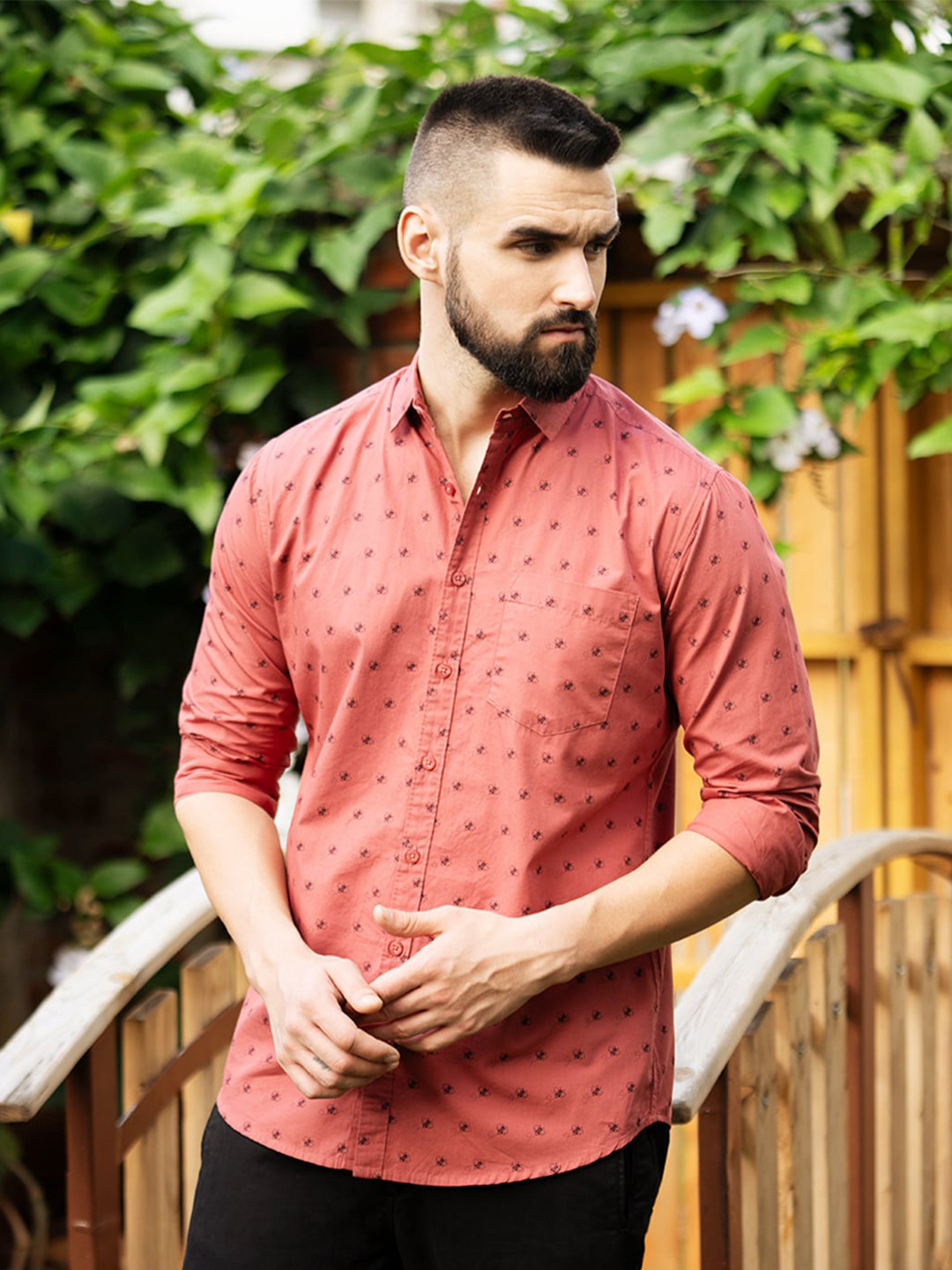 DILLINGER Micro Ditsy Printed Spread Collar CottonCasual Shirt