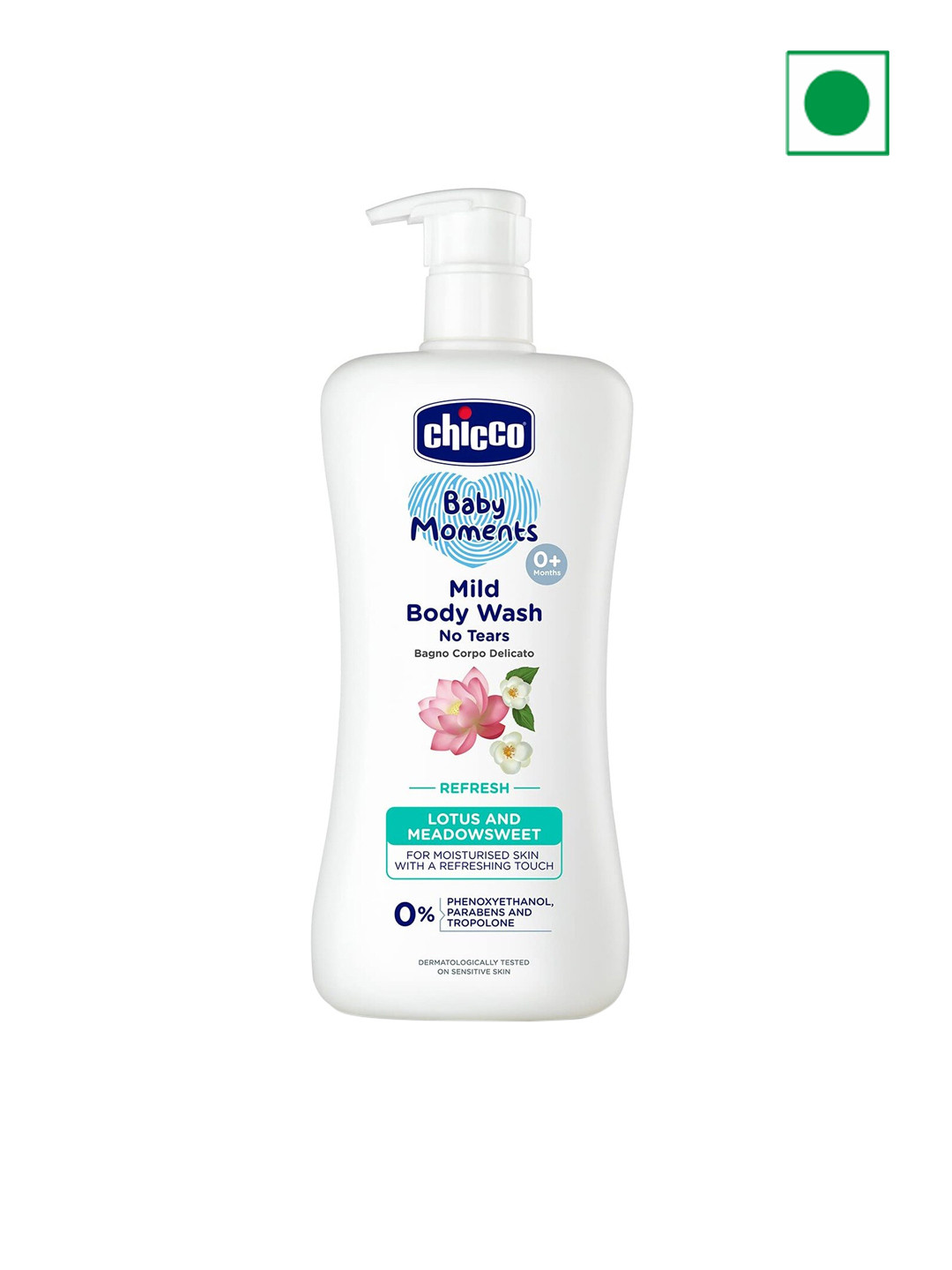 Chicco Baby Moments Mild Body Wash Refresh With No Tears & Soap Free 500ml