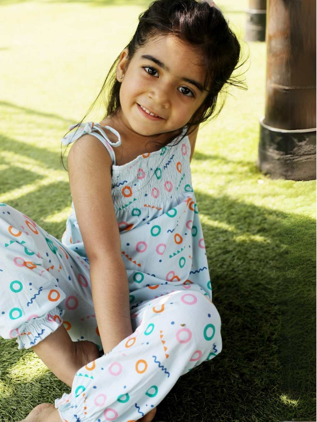 Ola! Otter Girls Printed Organic Cotton Basic Jumpsuit