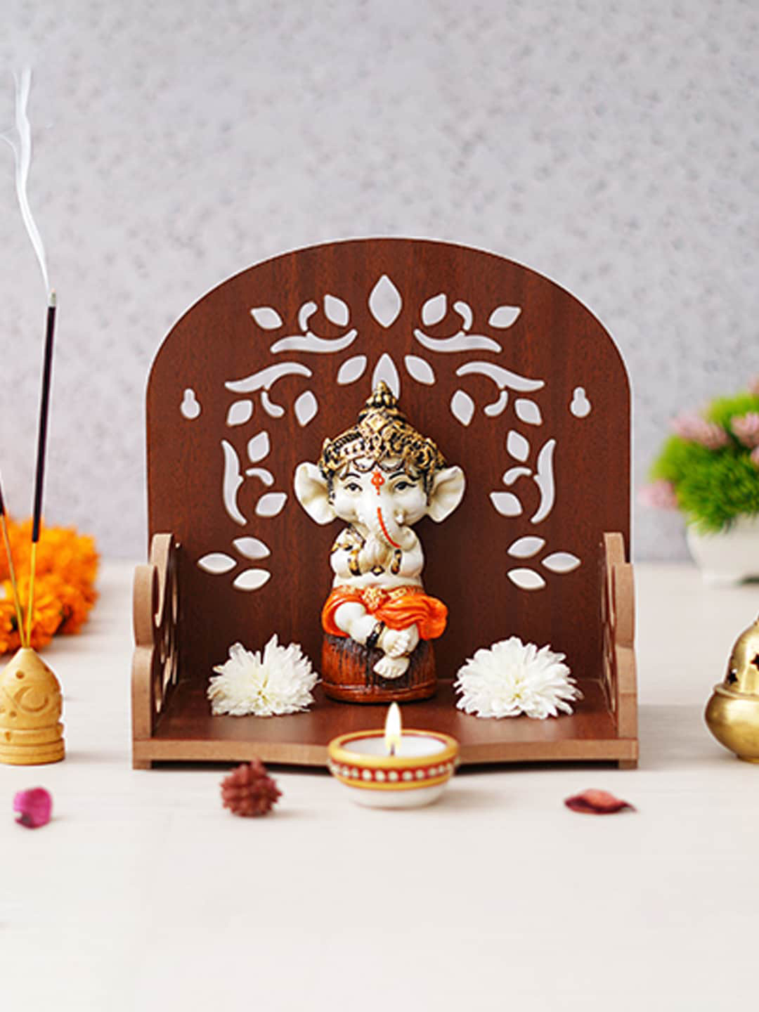 eCraftIndia Brown Design Wooden Temple