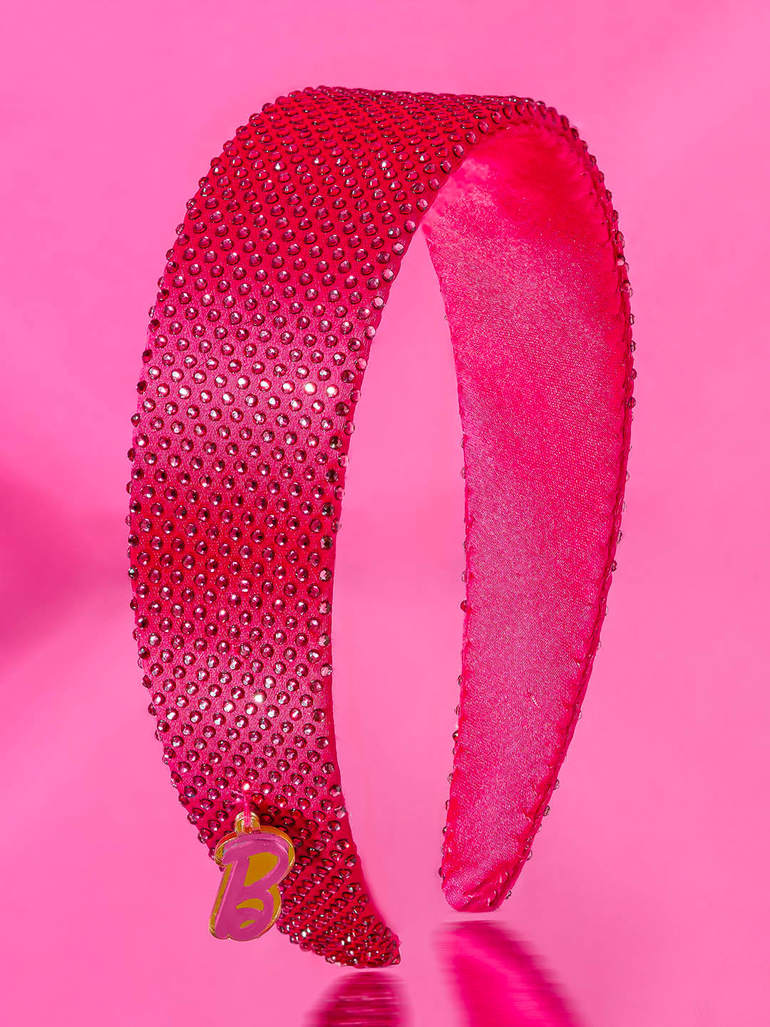 Hair Drama Co. Women Rhinestone Pink Barbie Charm Broad Headband Hair Hoops