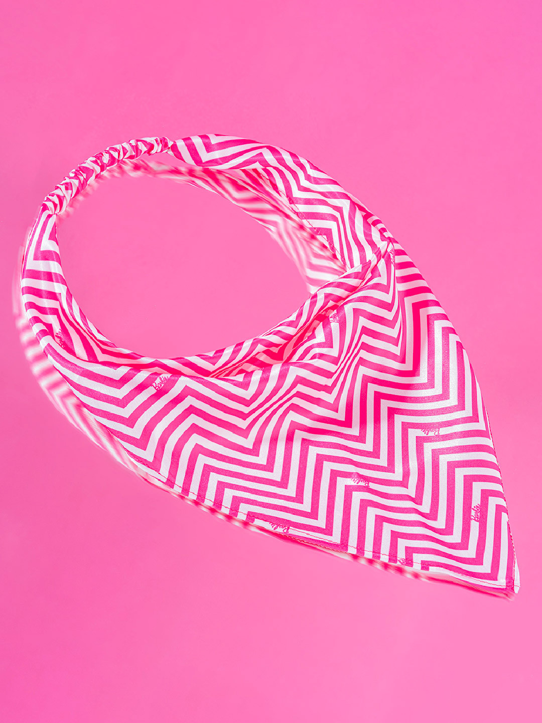 HAIR DRAMA CO. Women Pink & White Chevron Printed Satin Headscarf