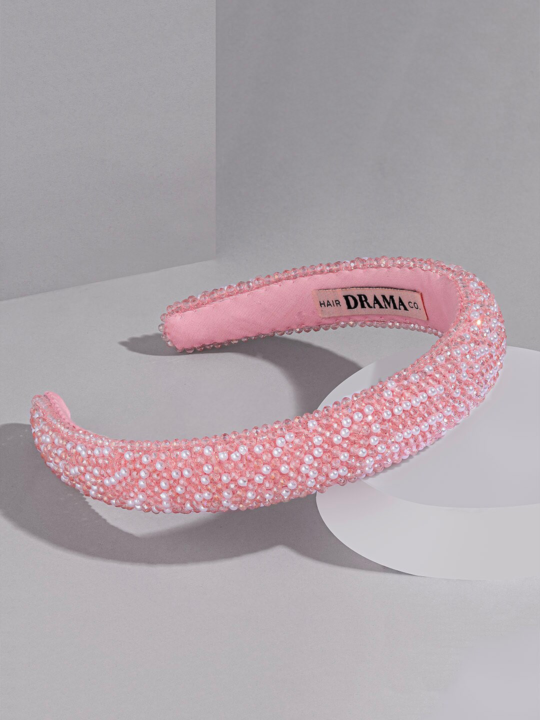 HAIR DRAMA CO. Women Crystals & Pearls Embellished Puff Hairband