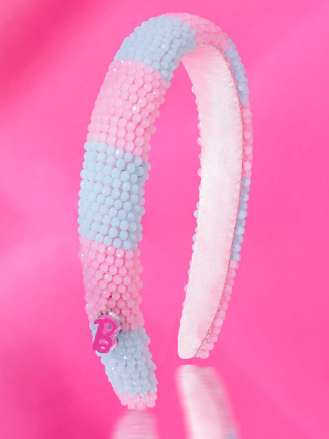 Hair Drama Co. Women Crystal Pink-Blue Barbie Charm Headband Hair Hoops