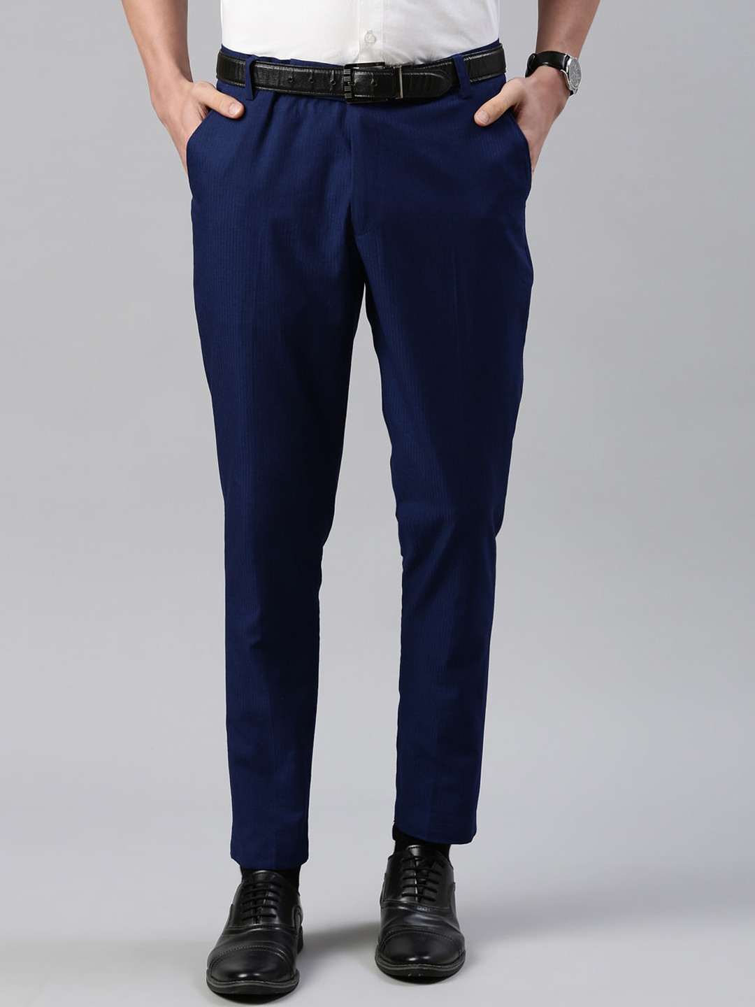WHITE HEART Men Mid-Raise Smart Regular Fit Formal Trousers