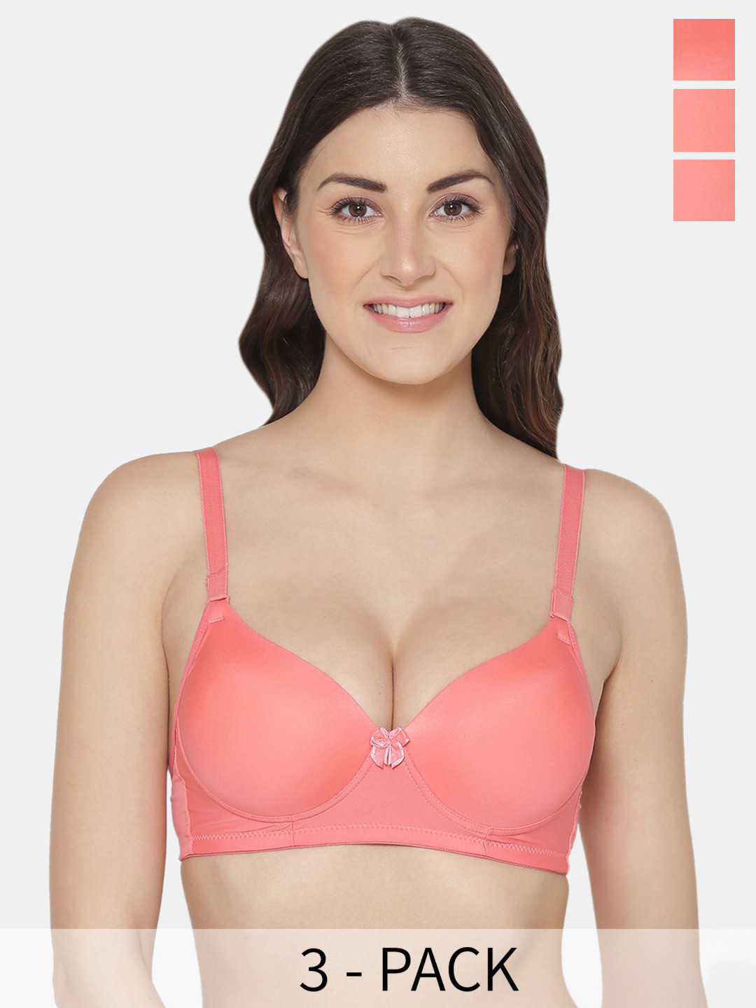Tweens Pack of 3 Push-Up Soft Polyamide 3/4th Coverage Bra