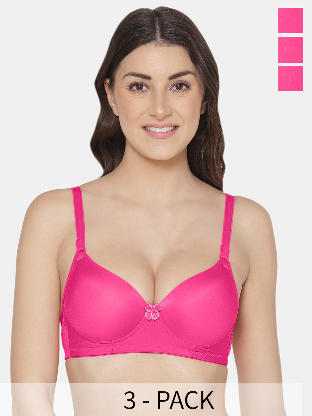 Tweens Pack of 3 Push-Up Soft Polyamide 3/4th Coverage Bra