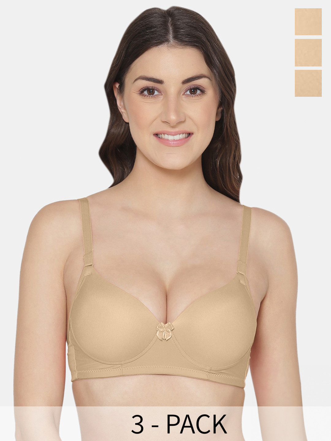 Tweens Pack of 3 Push-Up Soft Polyamide 3/4th Coverage Bra
