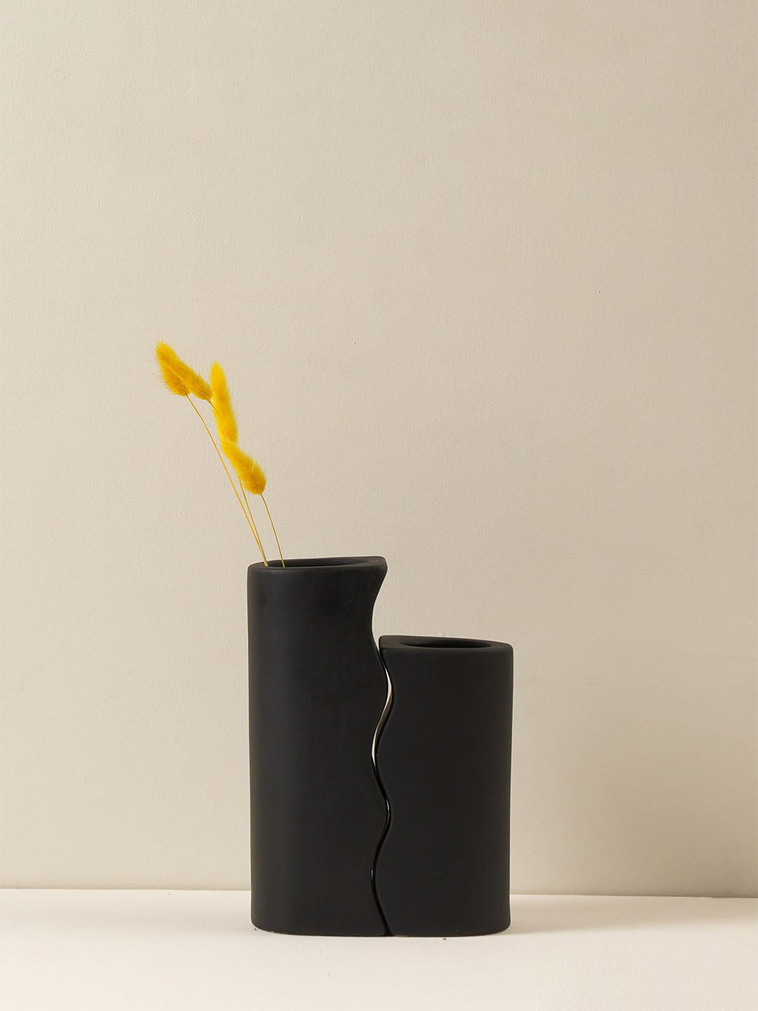 PUREZENTO Black Ceramic Flower Vase