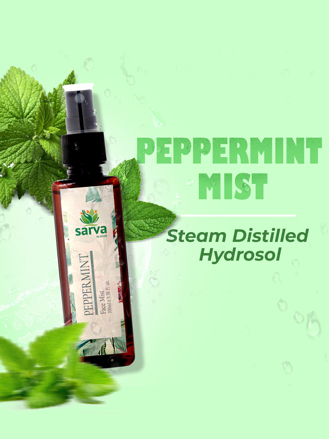 SARVA by Anadi 100% Pure & Natural Undiluted Peppermint Mist For Skin Care - 100ml