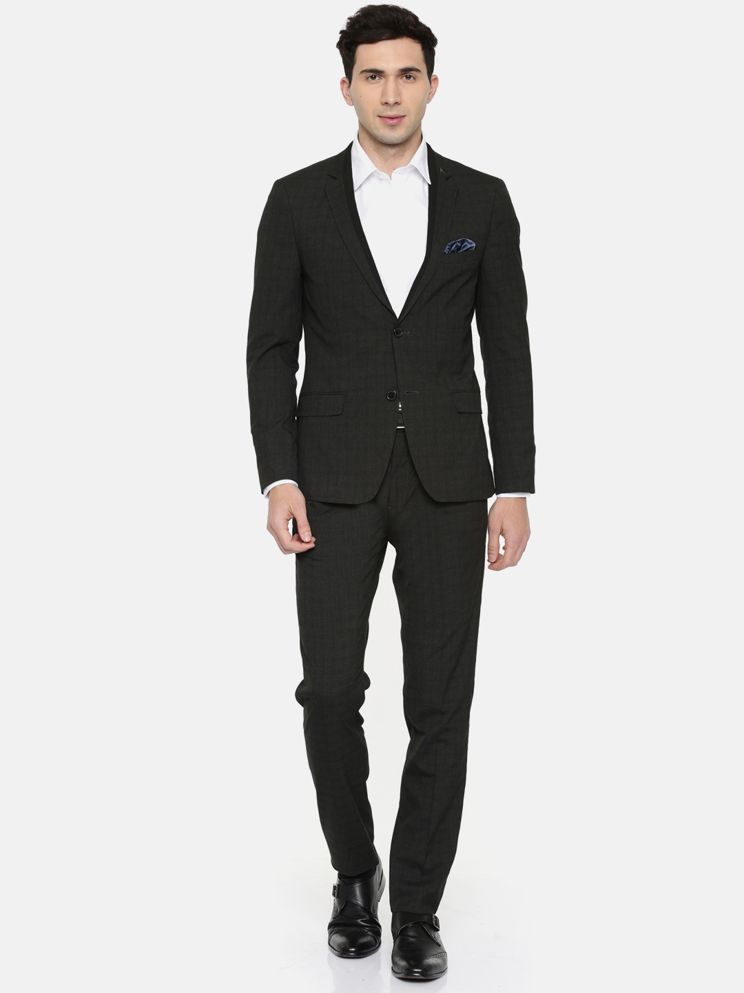 Buy Arrow New York Charcoal Grey Zero Calorie Slim Fit Checked