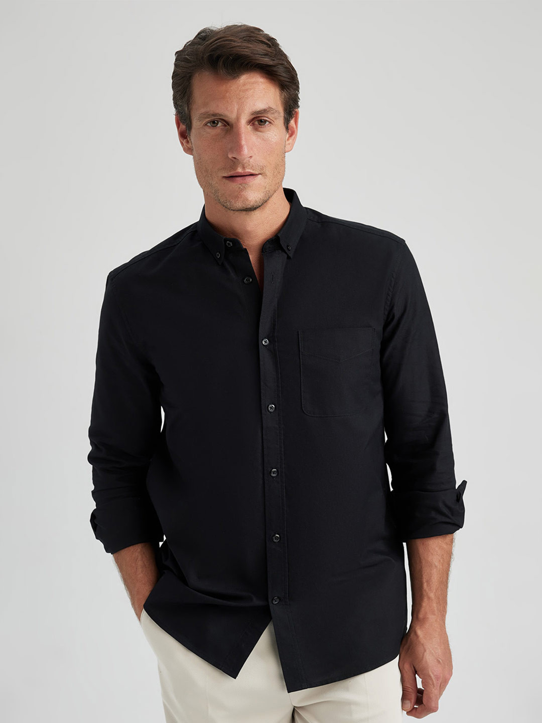 DeFacto Button-Down Collar Pure Cotton Casual Shirt