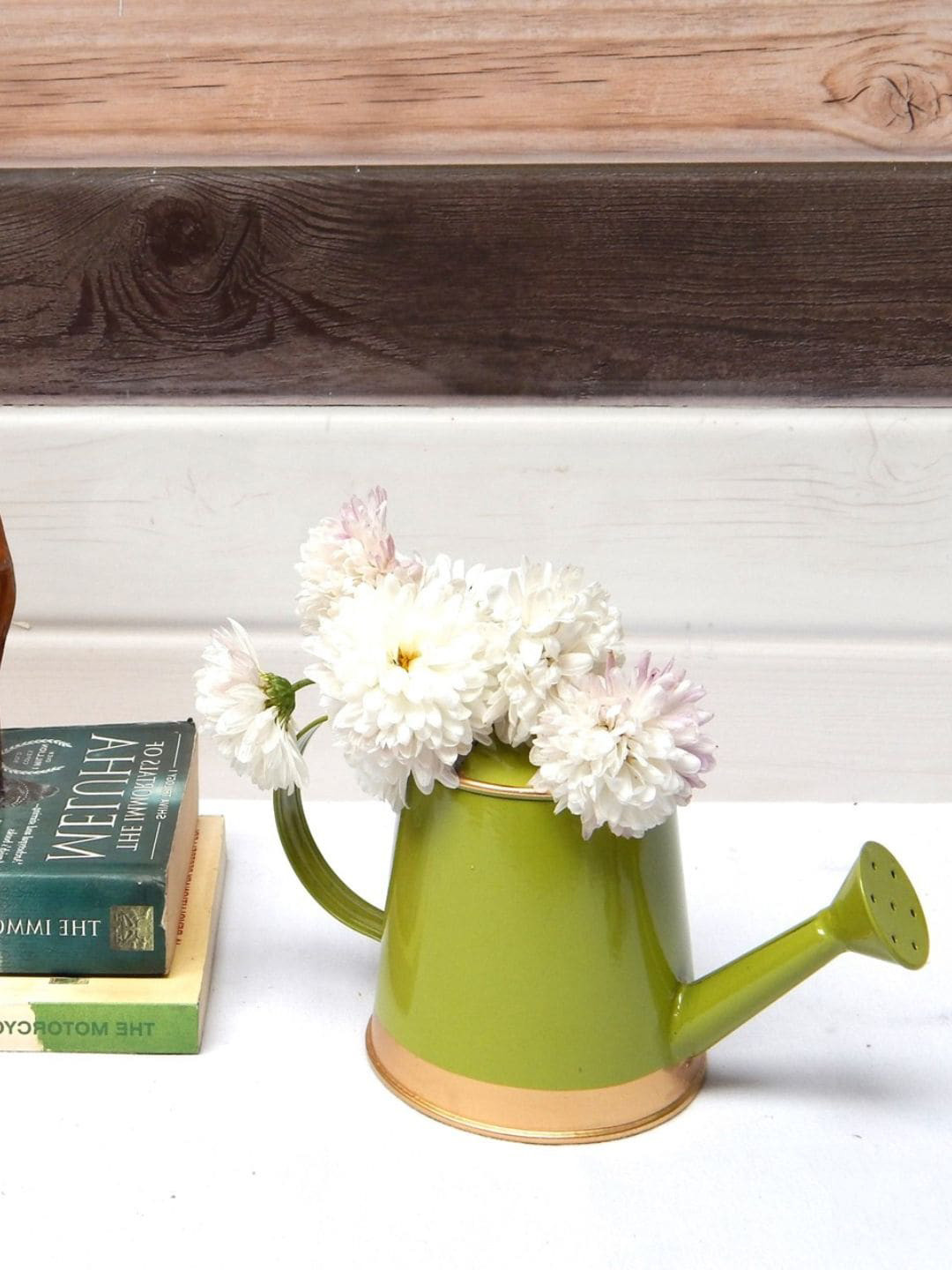 ecofynd Green & Brown Small Metal Watering Can