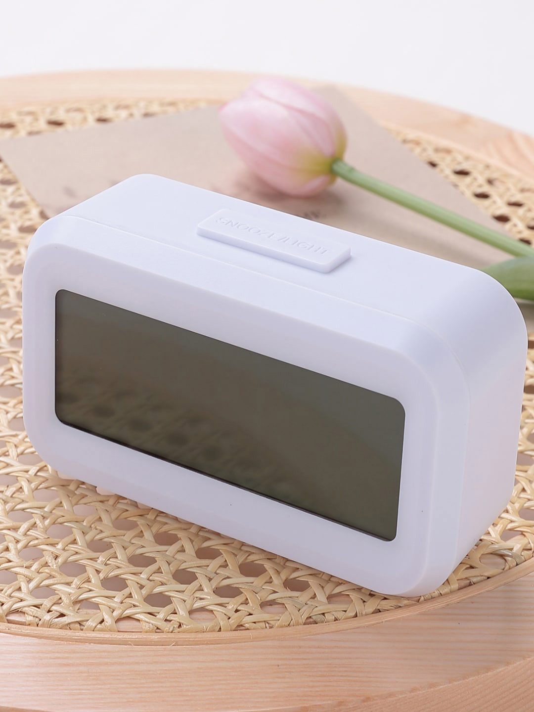 Kuber Industries Digital White Metal Rectangle USB Power Alarm Clock