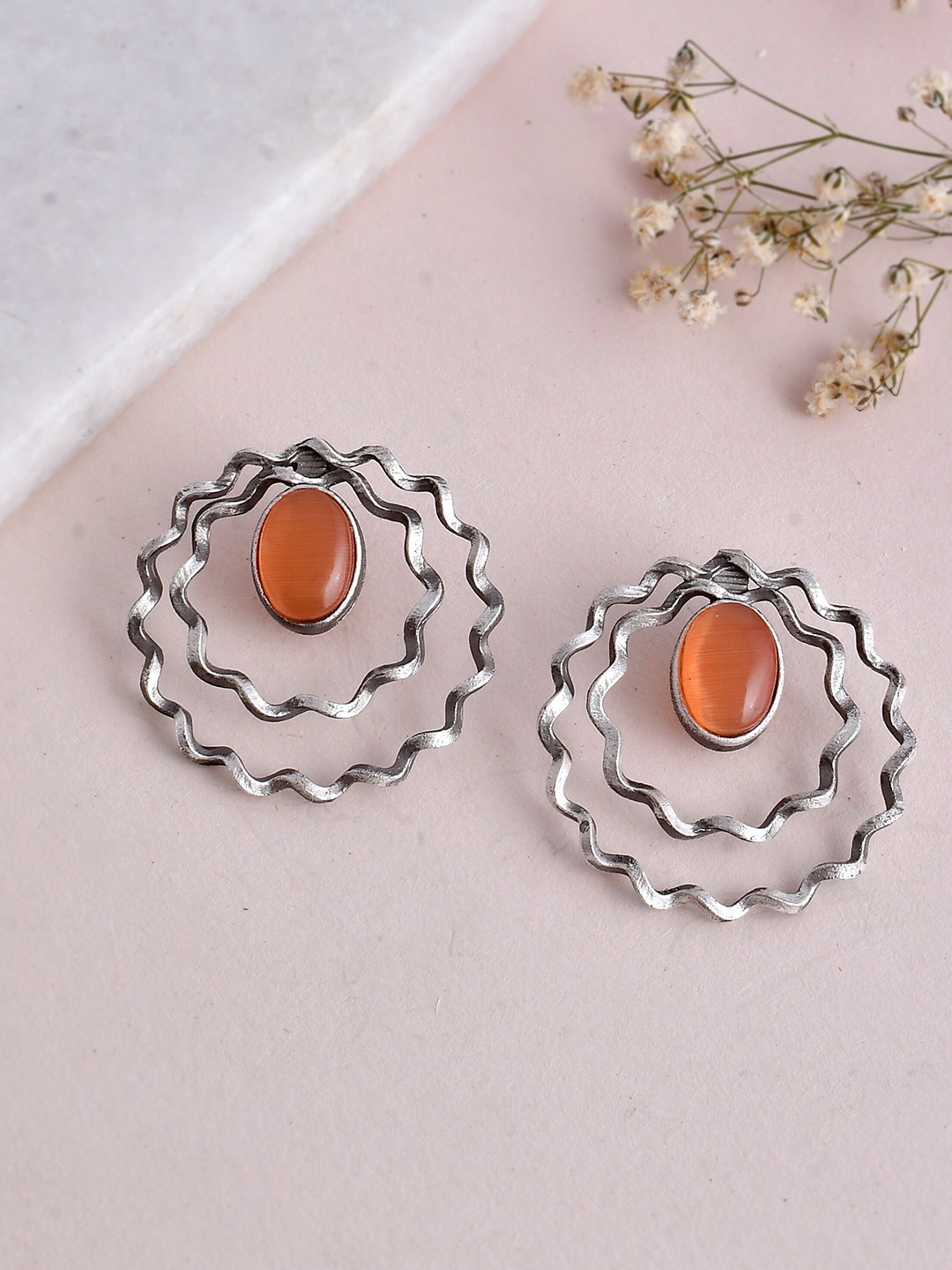 DASTOOR Silver-Plated Contemporary Studs Earrings