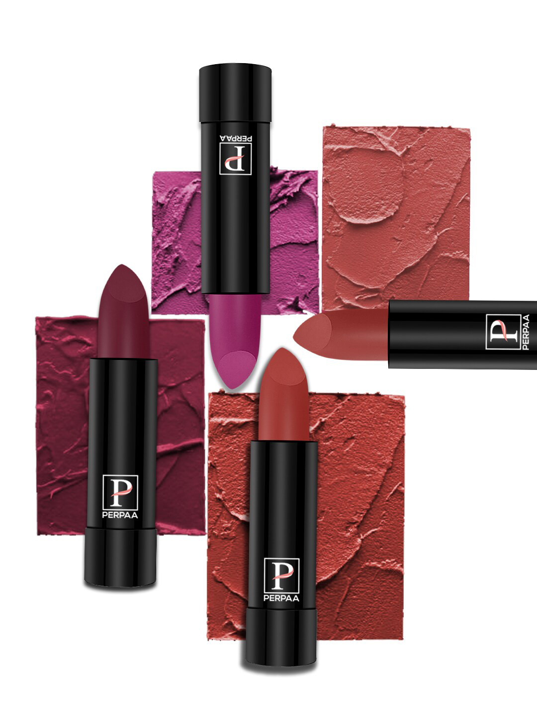 PERPAA Set of 4 Long Lasting Smooth Texture Cremy Matte Lipstick - Shade 52-55-58-73