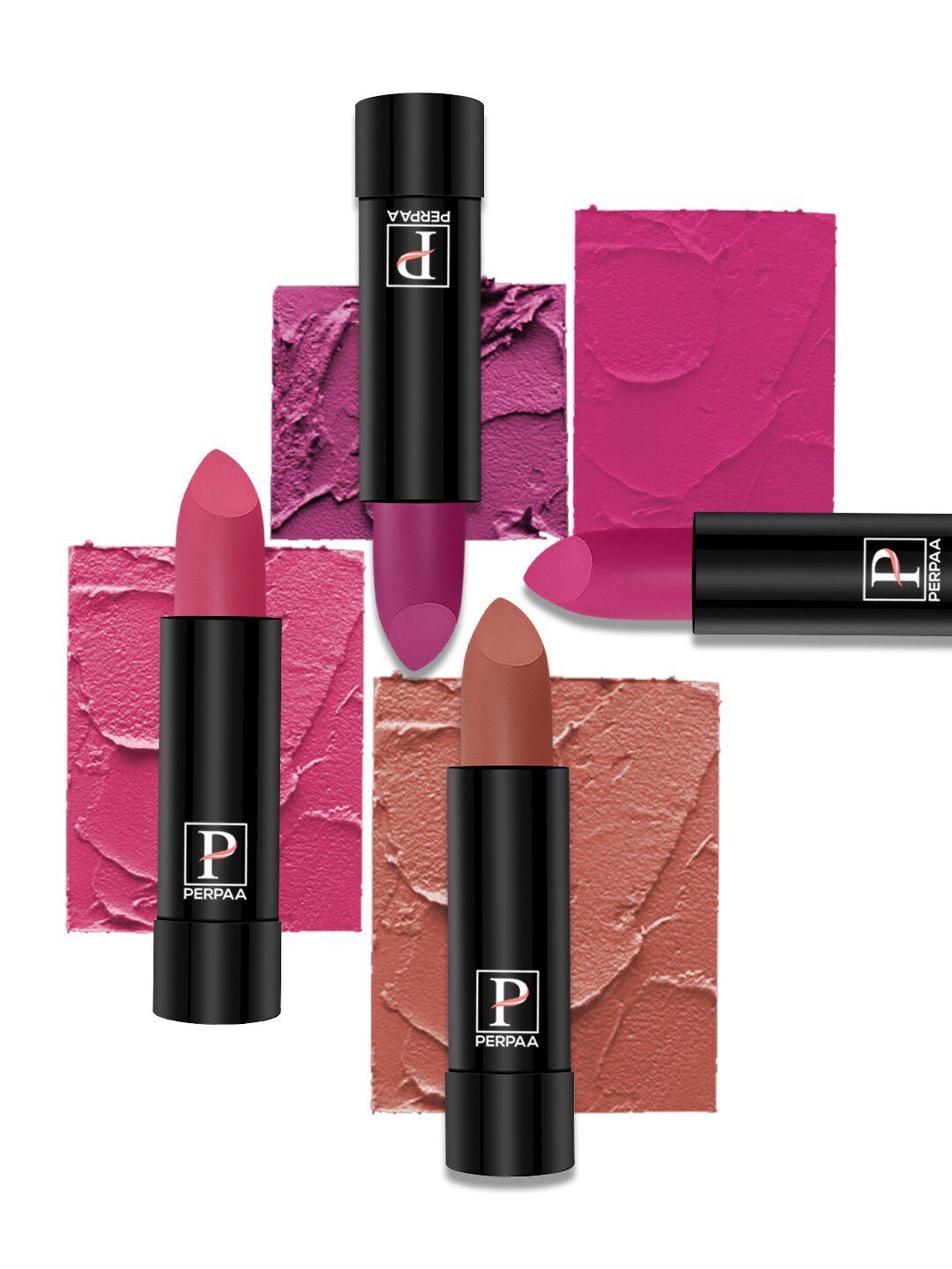 PERPAA Set of 4 Long Lasting Smooth Texture Cremy Matte Lipstick - Shade 58-60-62-71