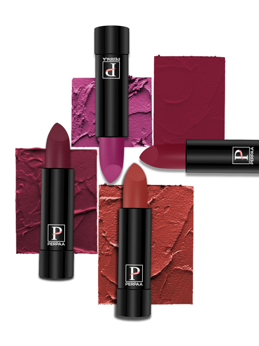 PERPAA Set of 4 Long Lasting Smooth Texture Cremy Matte Lipstick - Shade 52-55-58-87