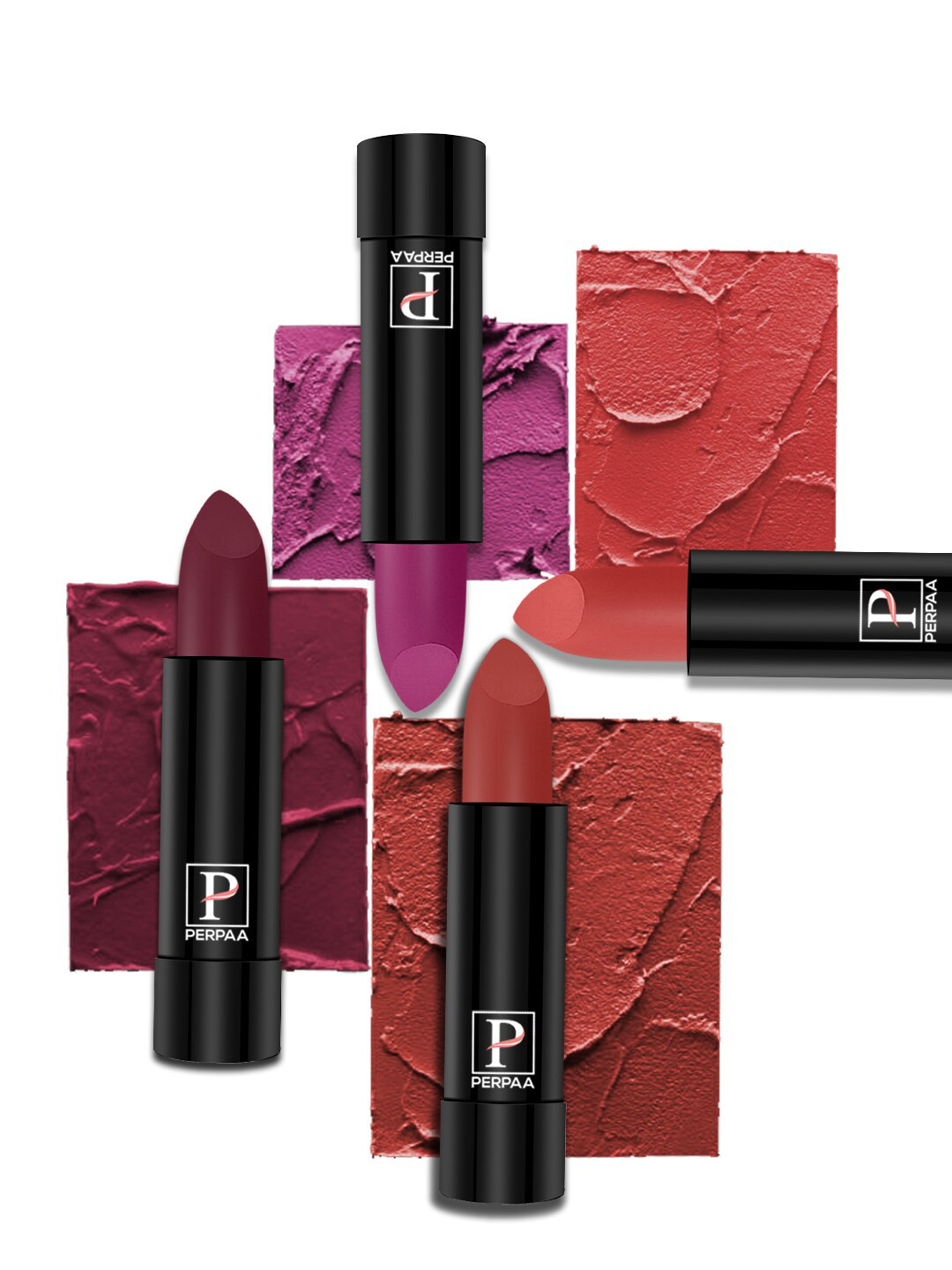 PERPAA Set of 4 Long Lasting Smooth Texture Cremy Matte Lipstick - Shade 52-55-58-93