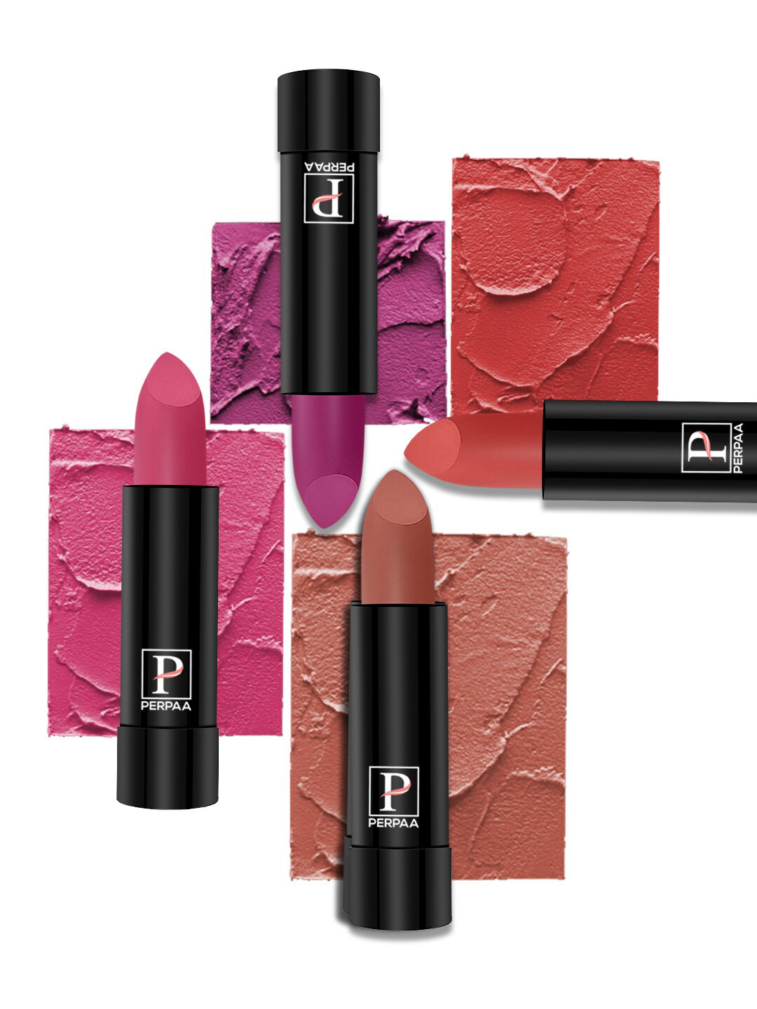 PERPAA Set of 4 Long Lasting Smooth Texture Cremy Matte Lipstick - Shade 58-60-62-93
