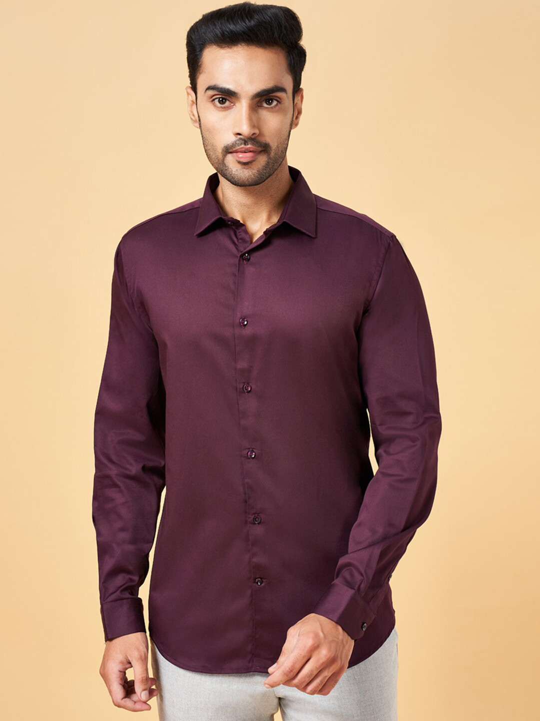 BYFORD by Pantaloons Men Red Slim Fit Opaque Party Shirt