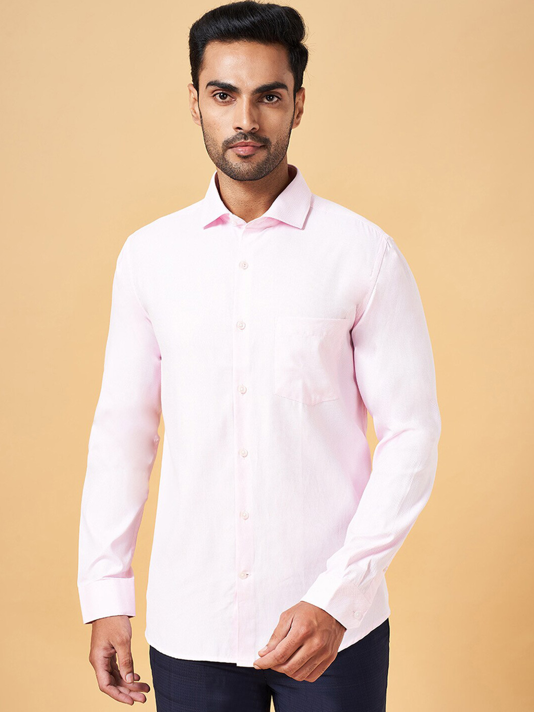 BYFORD by Pantaloons Men Pink Slim Fit Opaque Formal Shirt