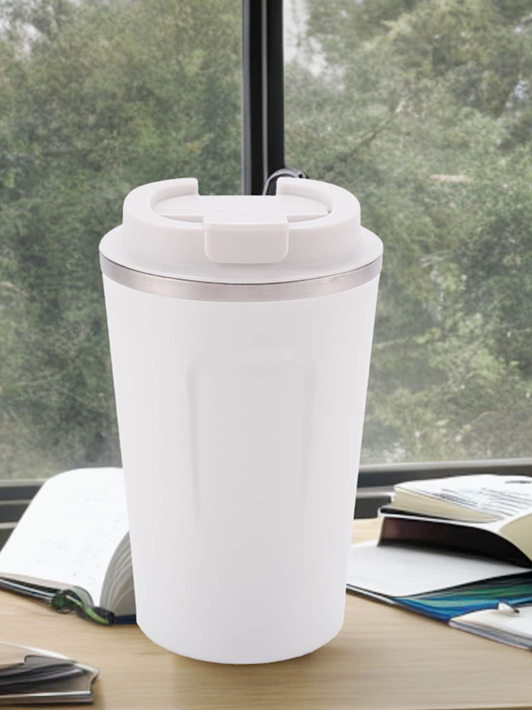 Kuber Industries Marble White Stainless Steel Handmade Cup-380ml