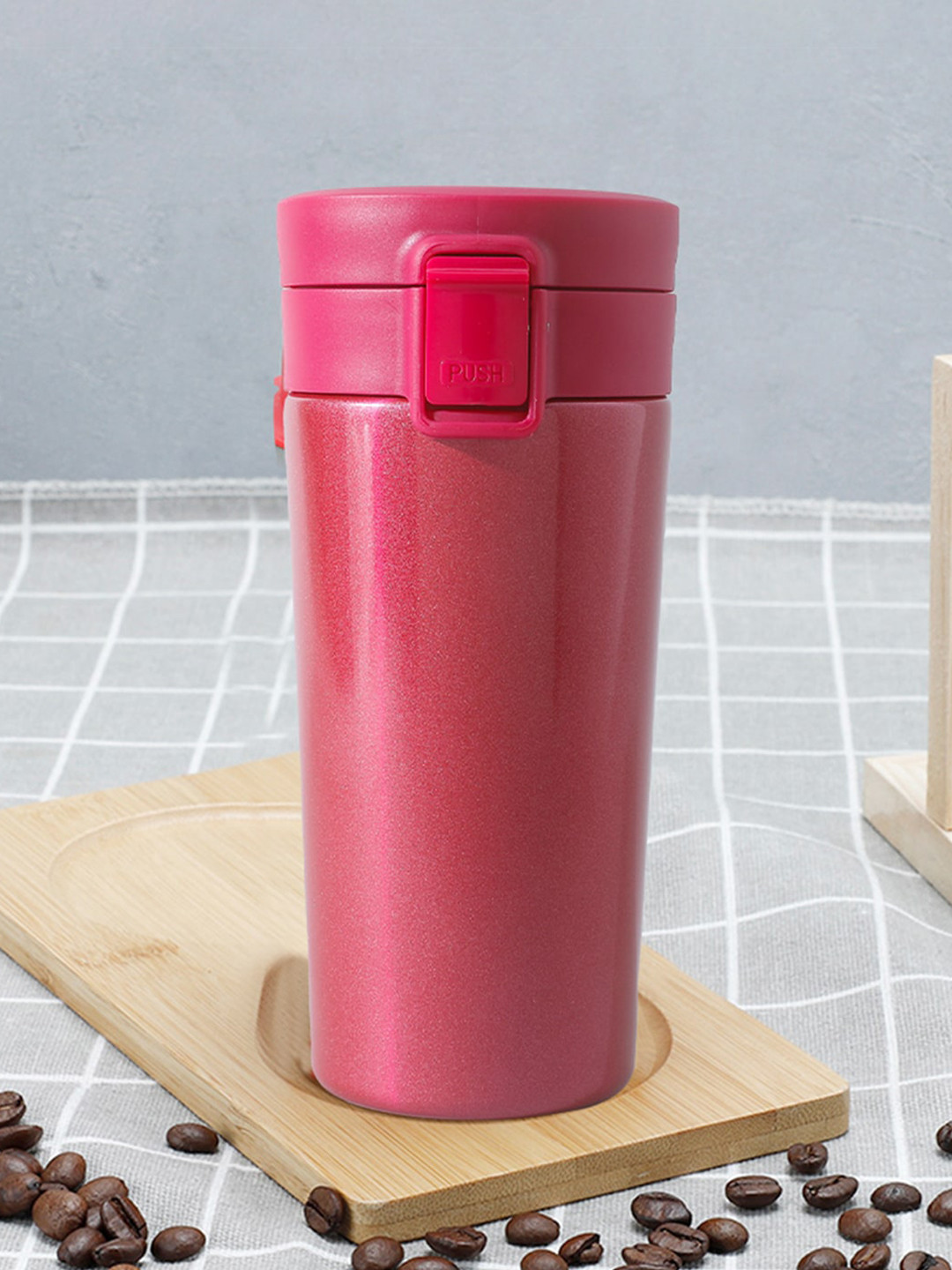 Kuber Industries Tb Drk Red Stainless Steel Dishwasher Safe Cup-380ml