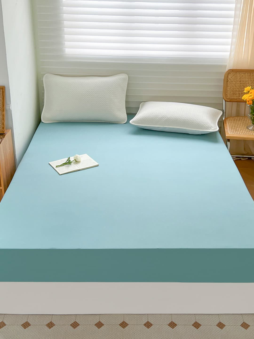 Kuber Industries Green Water Resistant Elasticated Single Bed Mattress Protector