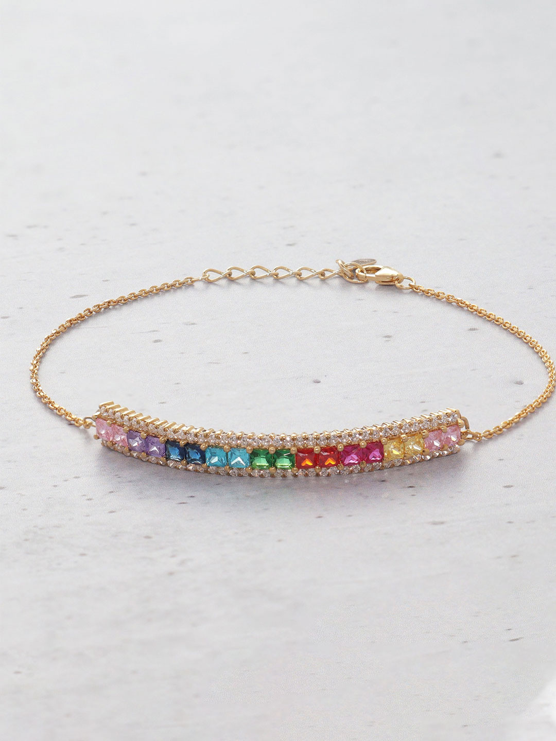 ORIONZ Cubic Zirconia Gold-Plated Bangle-Style Bracelet