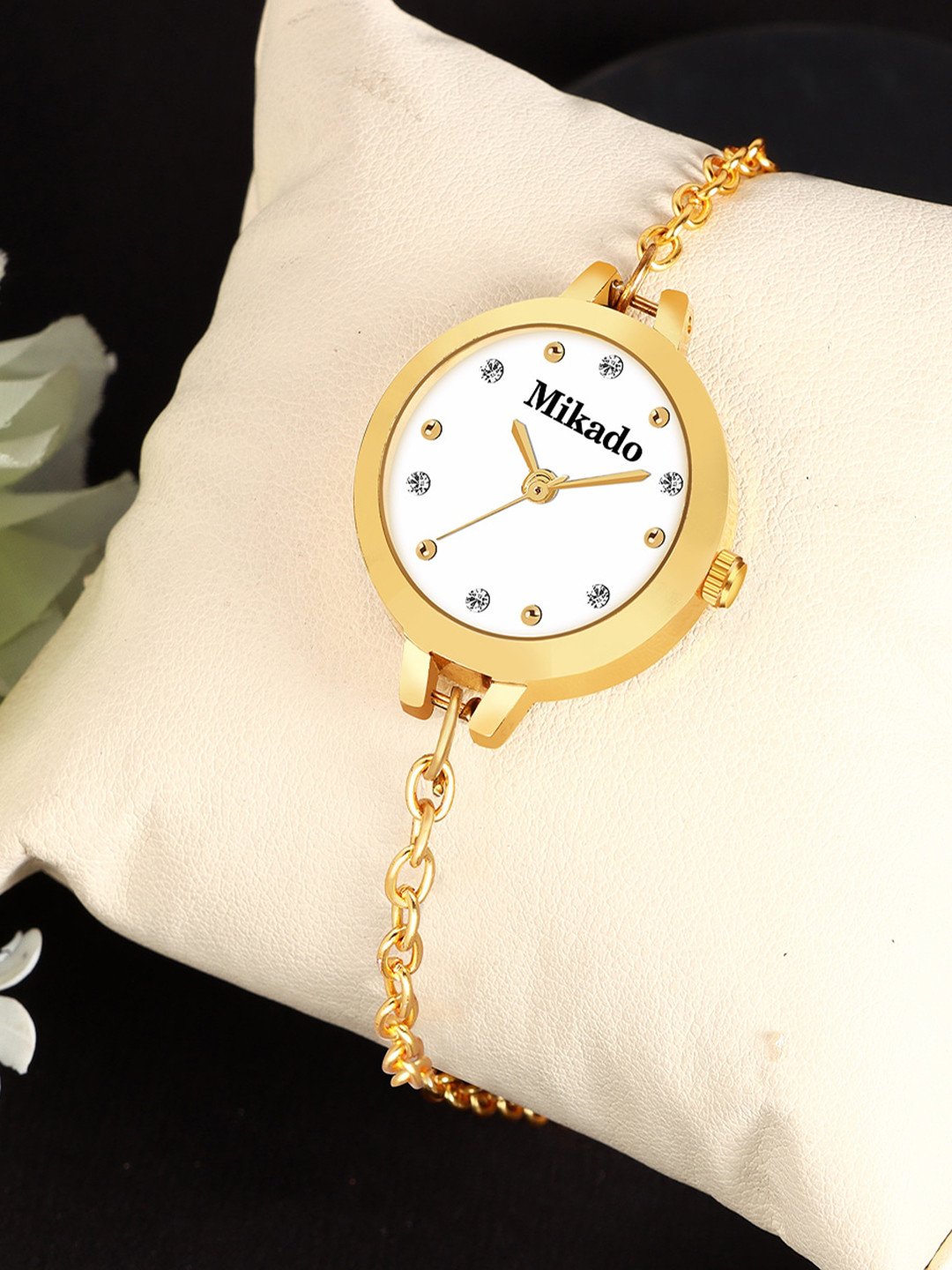 Mikado Women Stainless Steel Bracelet Style Straps Analogue Watch-Gold girl