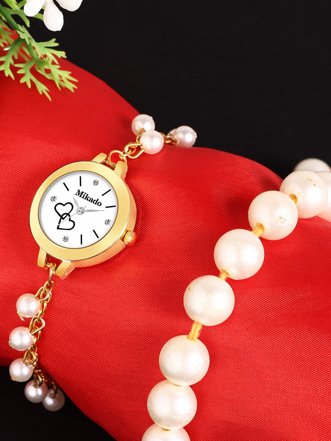 Mikado Women Embellished Dial & Stainless Steel Straps Analogue Watch-Gold Rosa