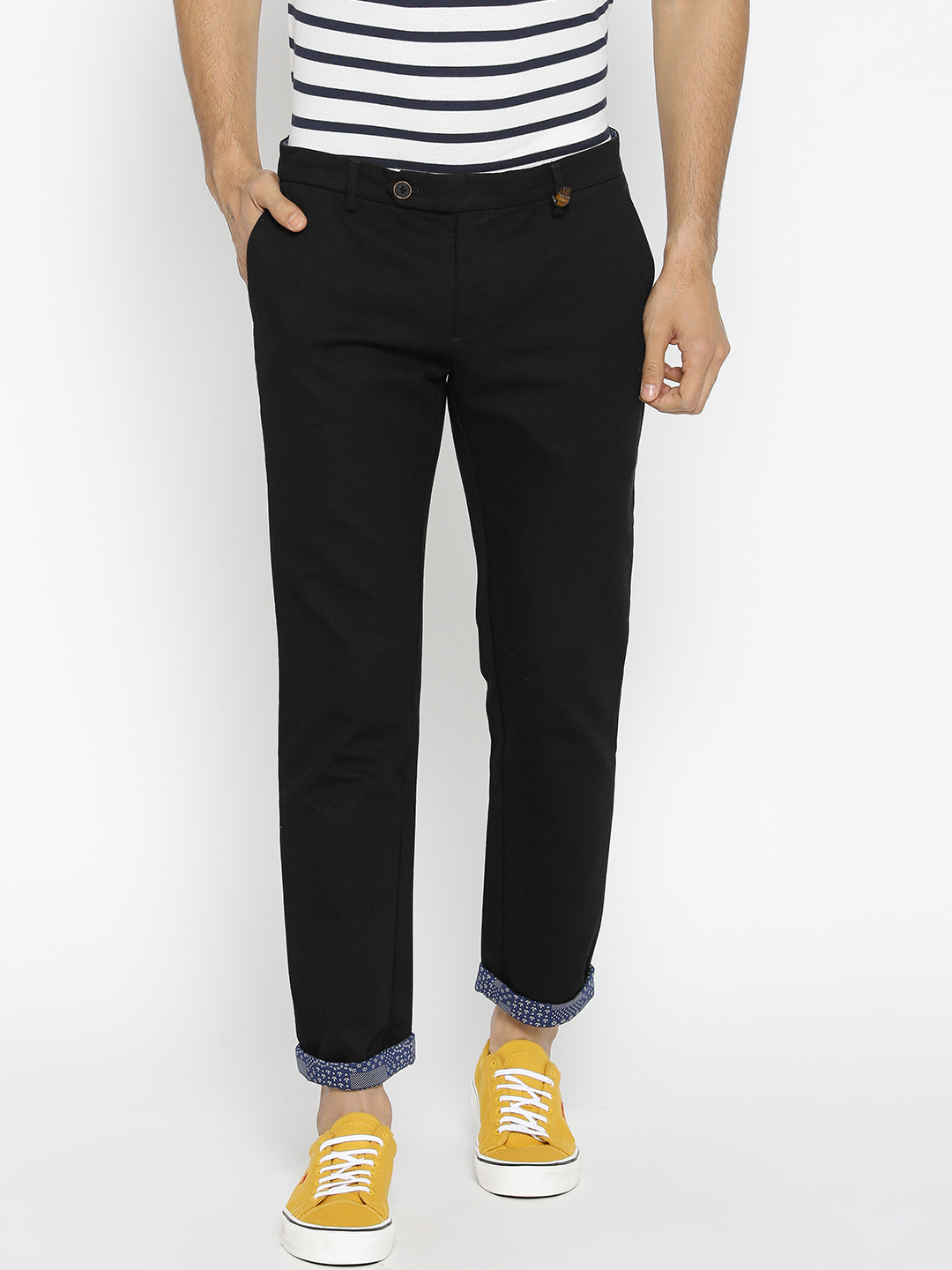 CAMLA Men Black Regular Fit Solid Trousers