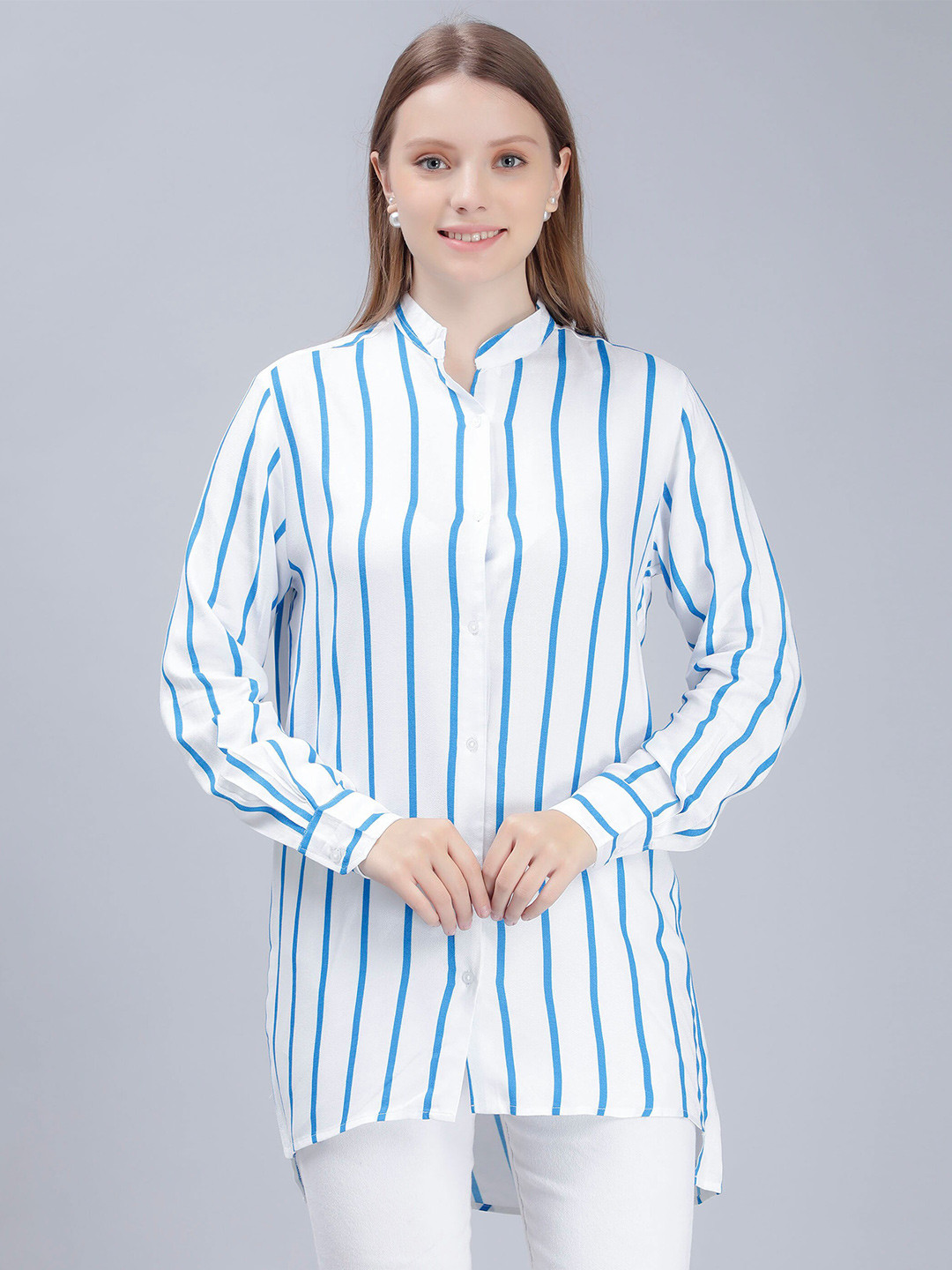 ENTELLUS Comfort Vertical Striped Longline Shirt