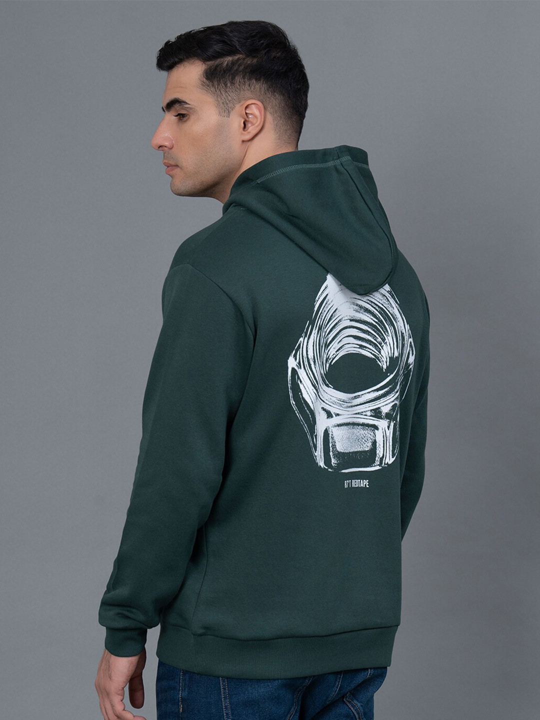 Red Tape Graphic Printed Hooded Pullover Sweatshirt