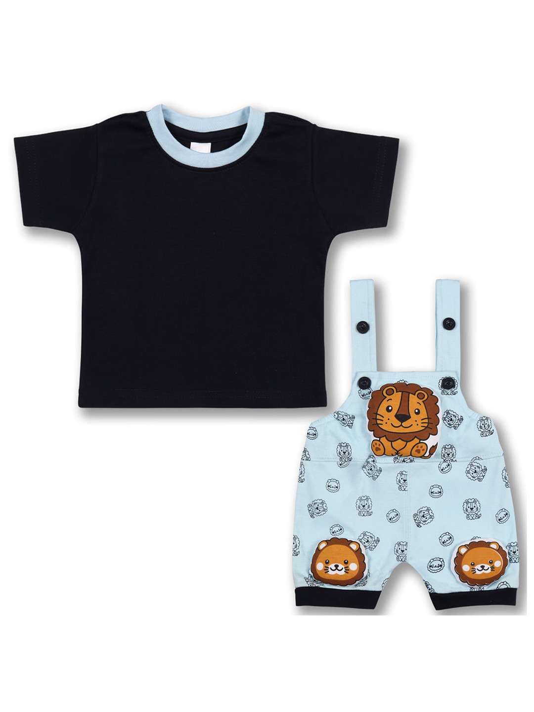 Wish Karo Infant Boys Lion King Printed Dungaree With T-Shirt