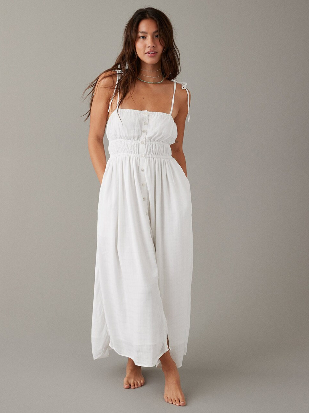 AMERICAN EAGLE OUTFITTERS Gathered Detailed Shoulder Straps Maxi Dress