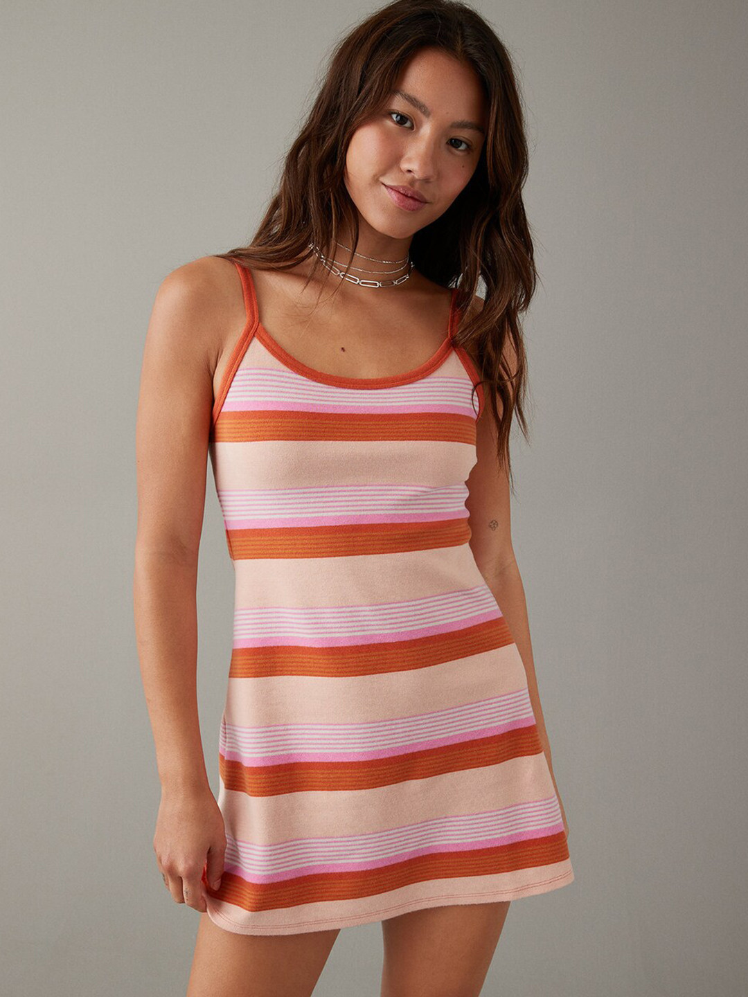 AMERICAN EAGLE OUTFITTERS Striped Shoulder Straps A-Line Mini Dress