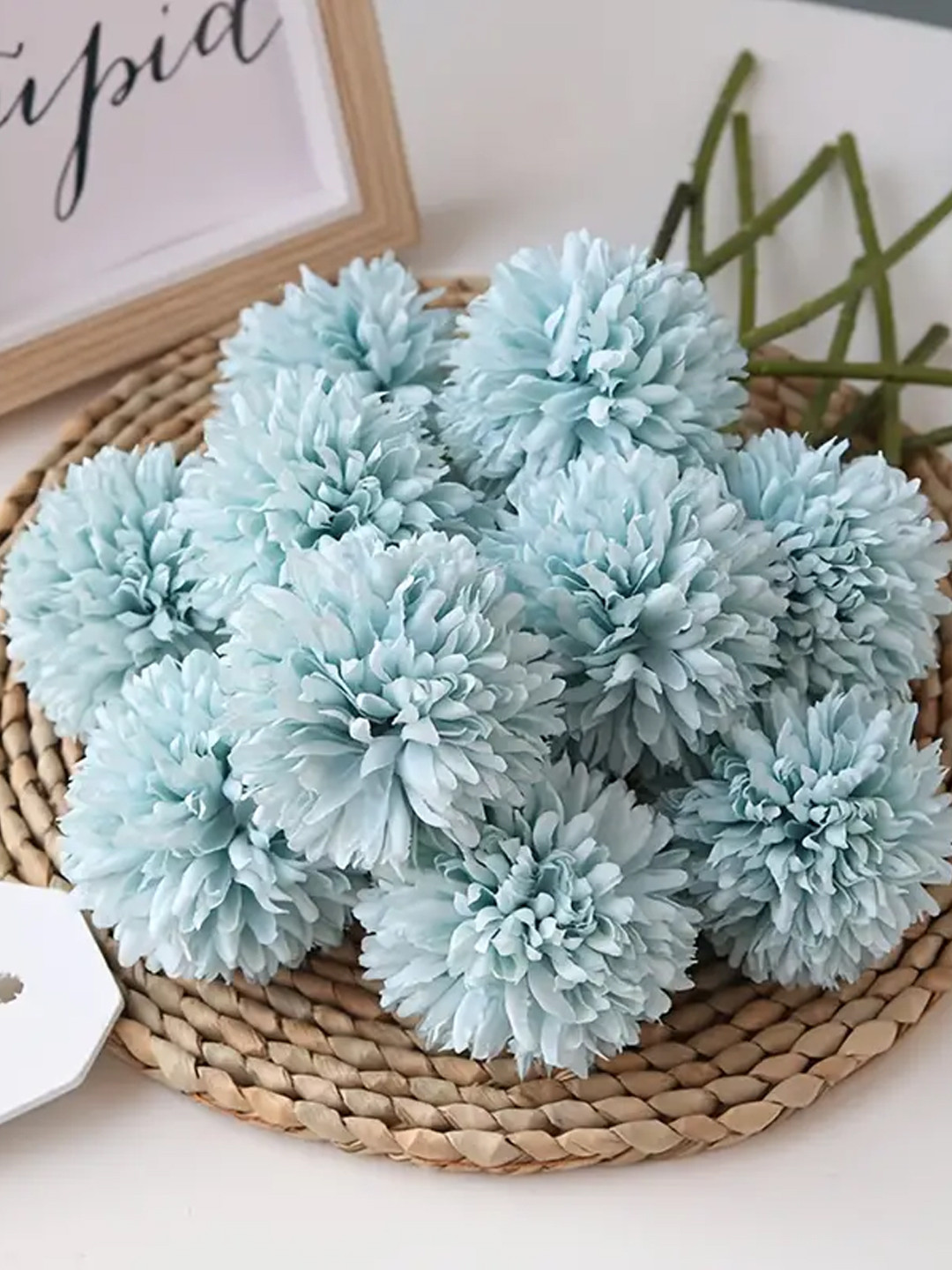 TIED RIBBONS Set of 6 Chrysanthemum Artificial Flowers and Plants without Pot