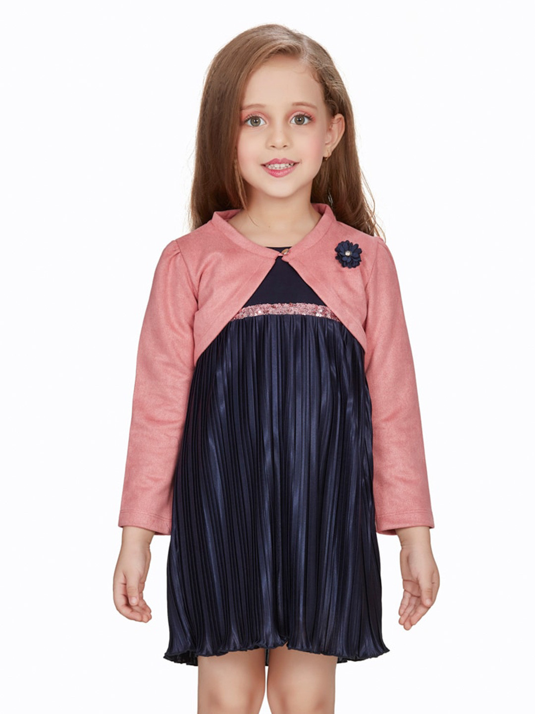 Peppermint Girls Long Sleeves Satin A-Line Dress