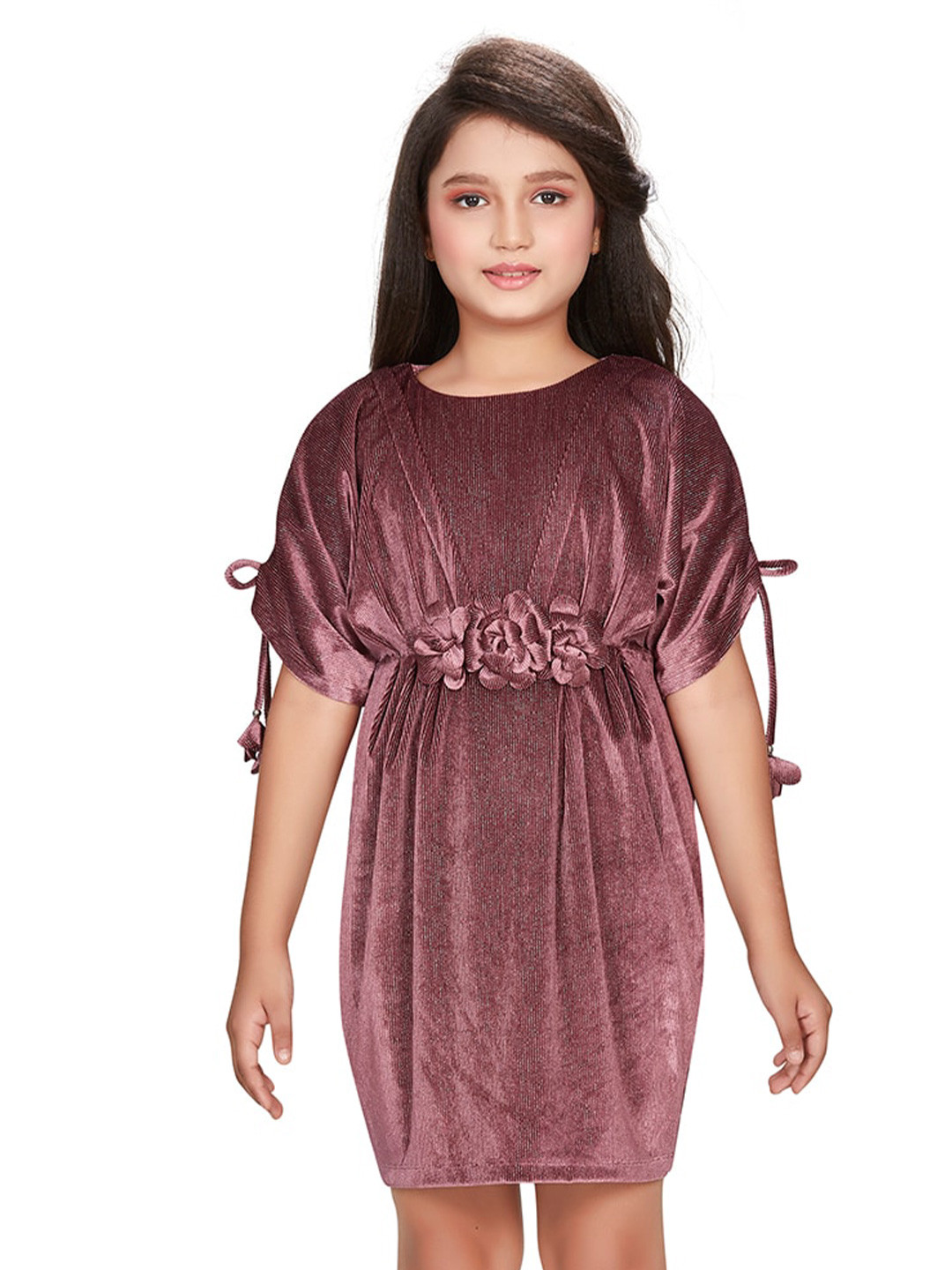 Peppermint Girls Extended Sleeves Velvet Sheath Dress