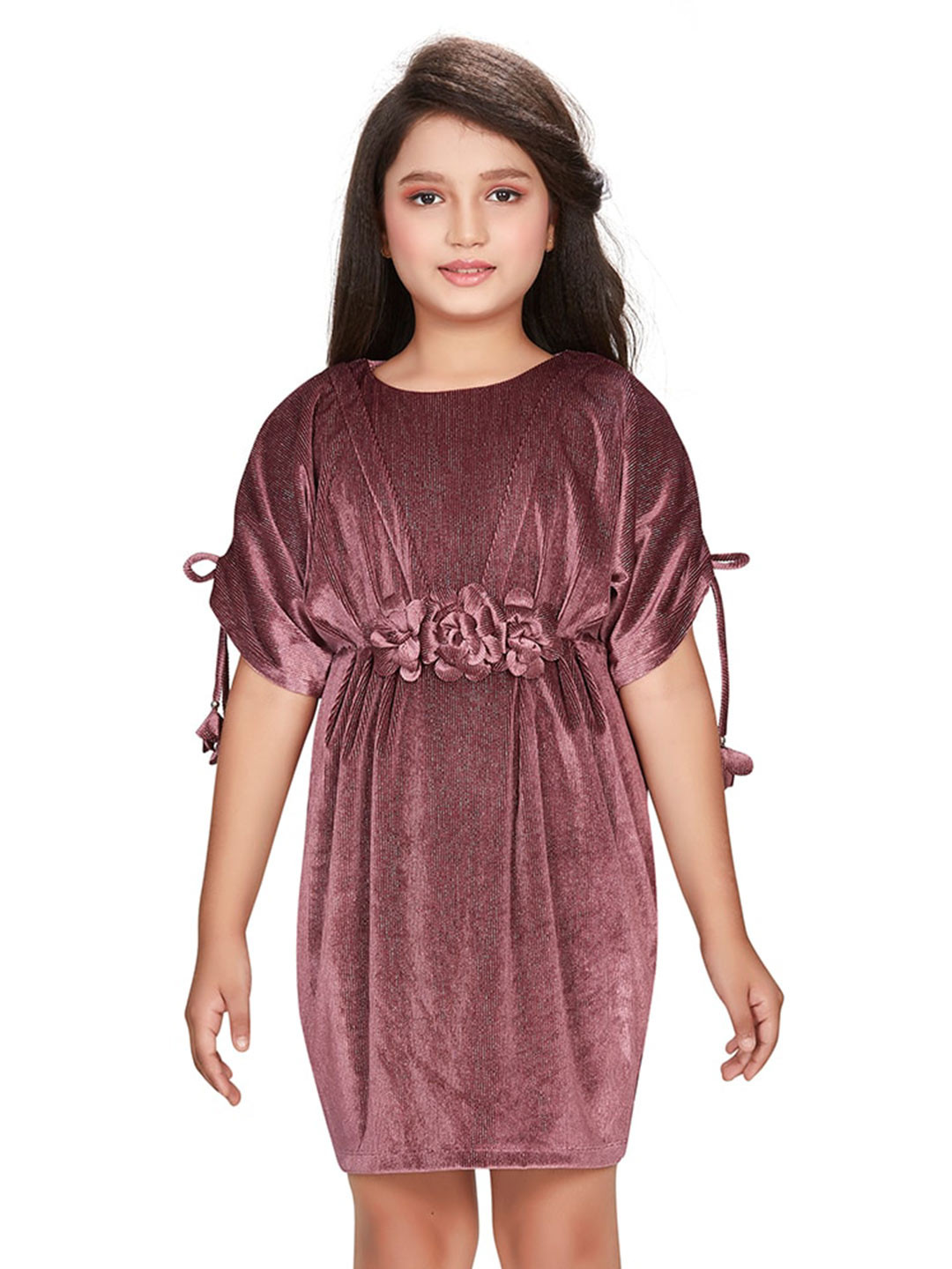 Peppermint Girls Extended Sleeves Velvet Sheath Dress