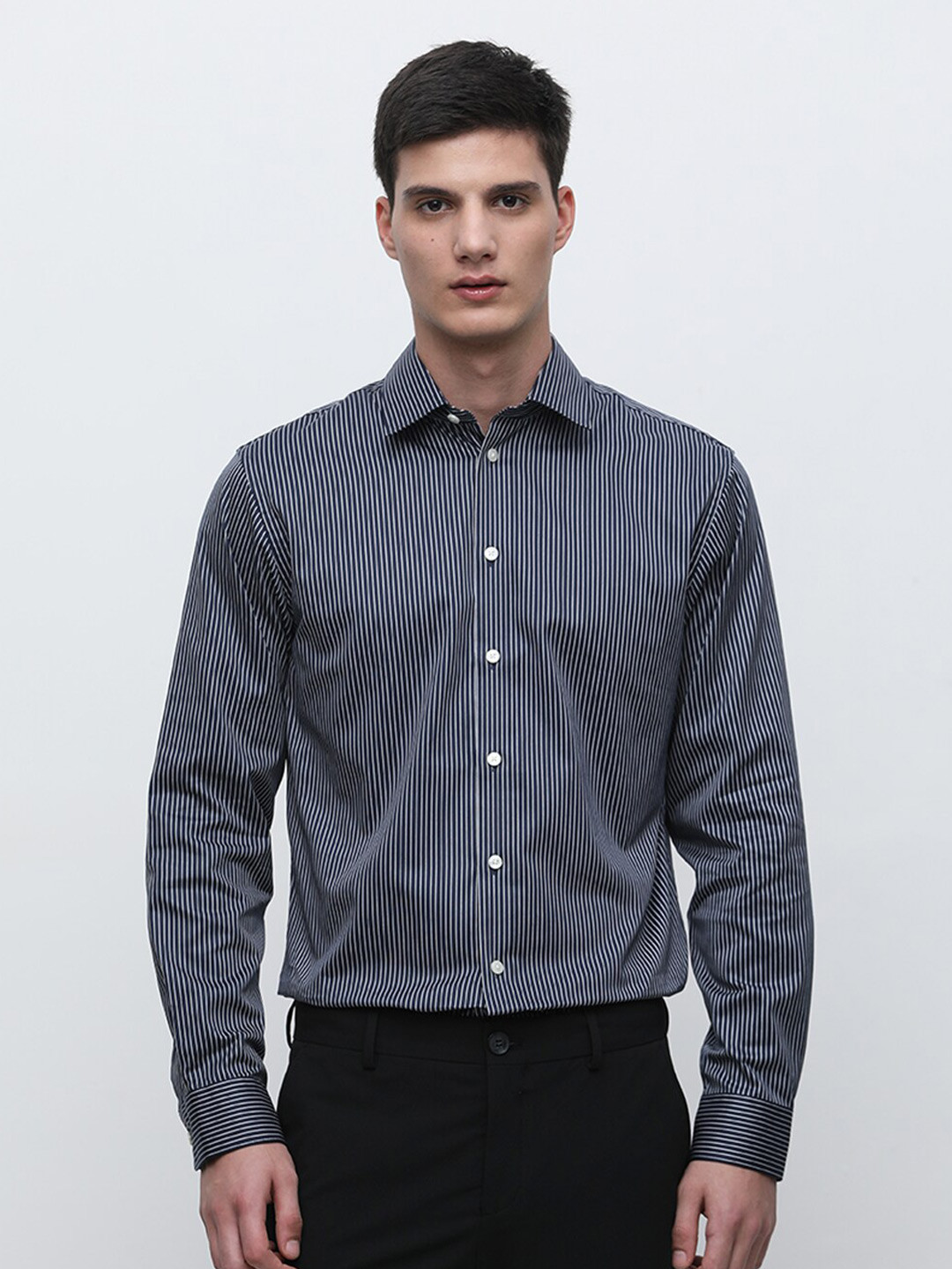 SELECTED Vertical Striped Slim Fit Pure Cotton Shirt