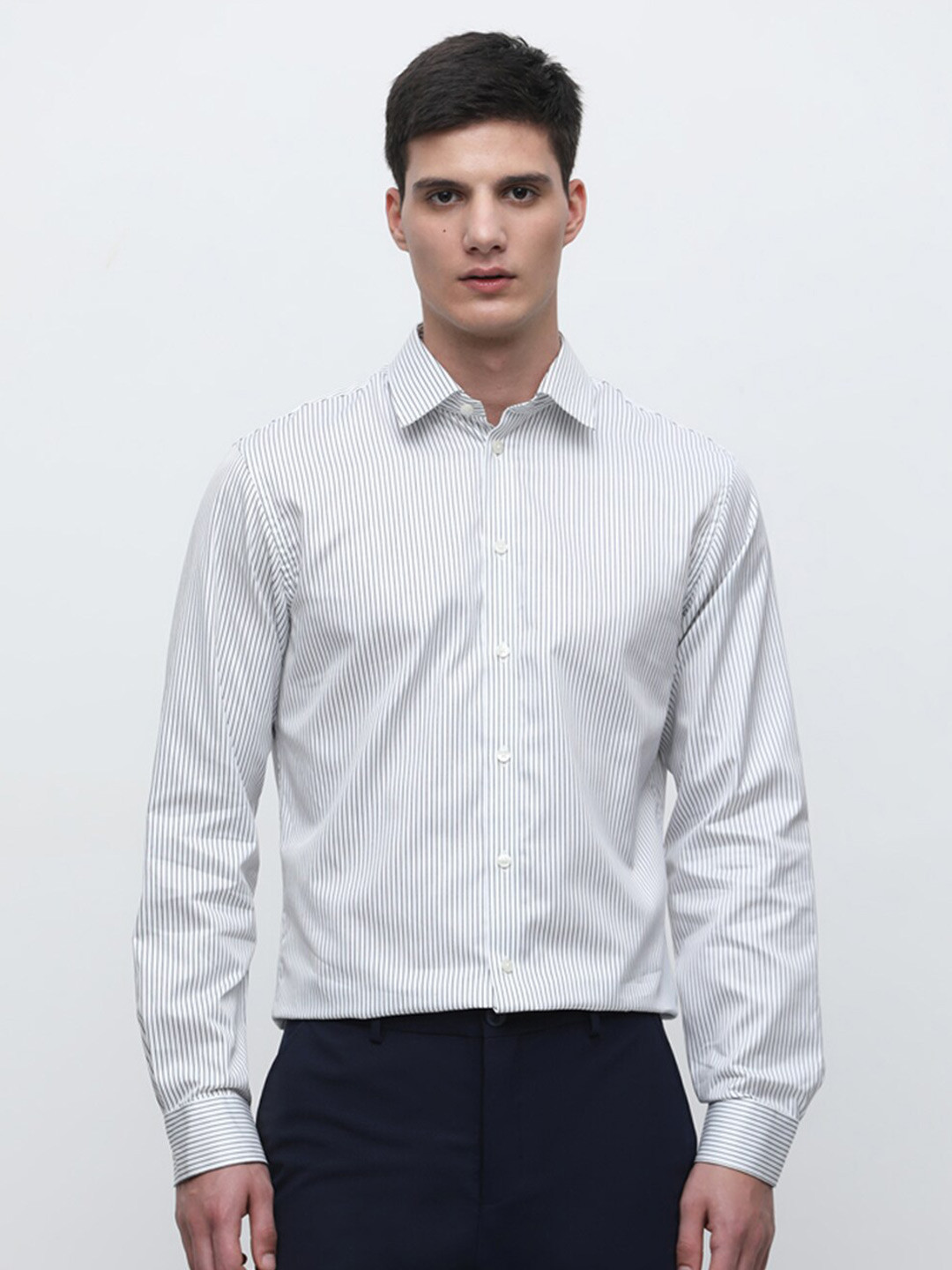 SELECTED Vertical Striped Slim Fit Pure Cotton Shirt